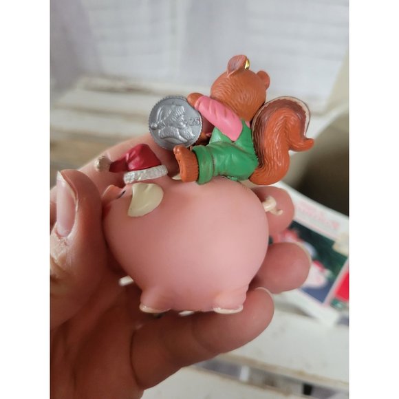 Enesco squirrelin it away piggy bank ornament squirrel 1992 vintage - Picture 5 of 10